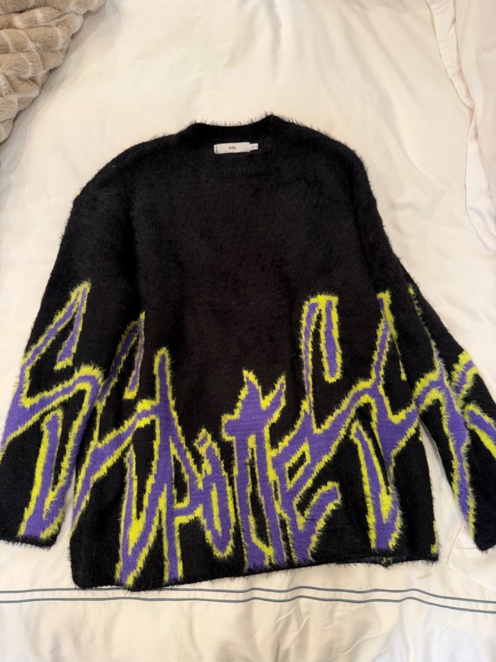 Adika Black Fuzzy Crewneck Sweater